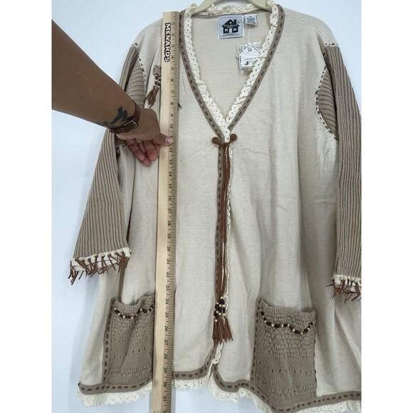NWT STORYBOOK KNITS Crochet Knit Western Sweater Cardigan Fall Tassle Beaded - Picture 10 of 13